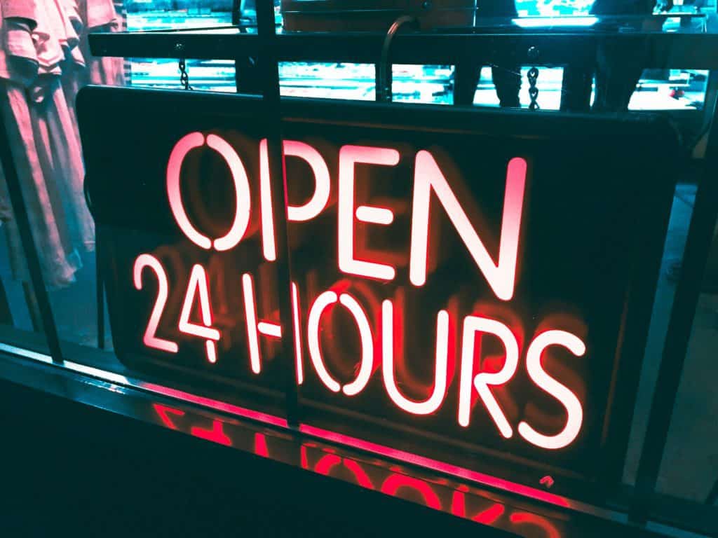 Open 24 Hours Neon Sign