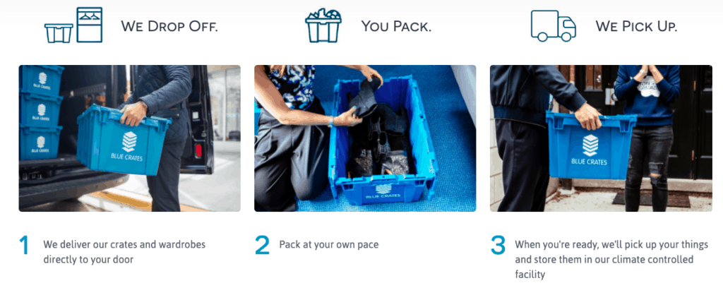 Blue Crates plastic moving bins