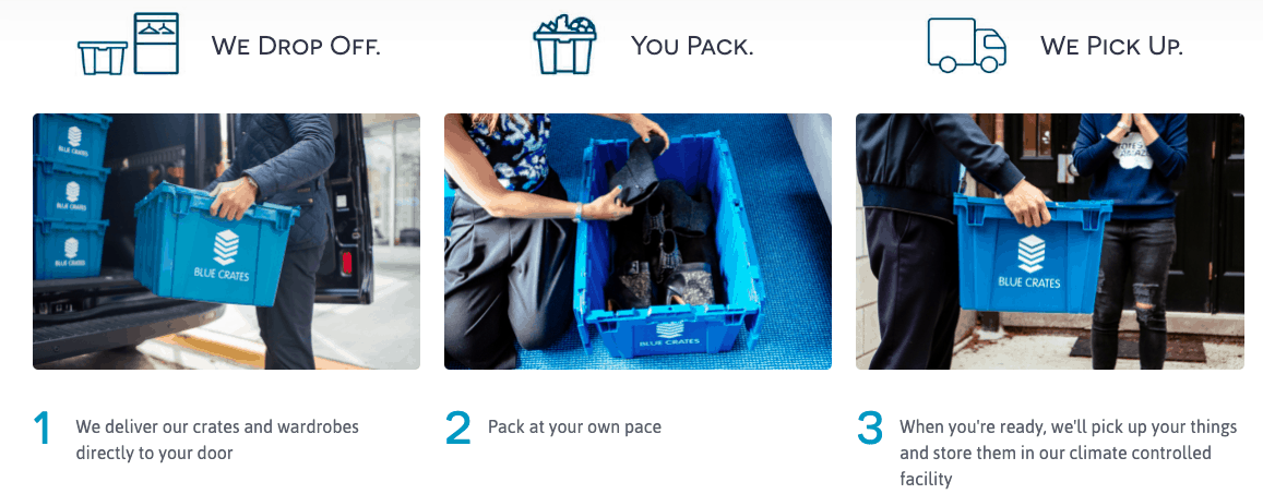 Blue Crates plastic moving bins