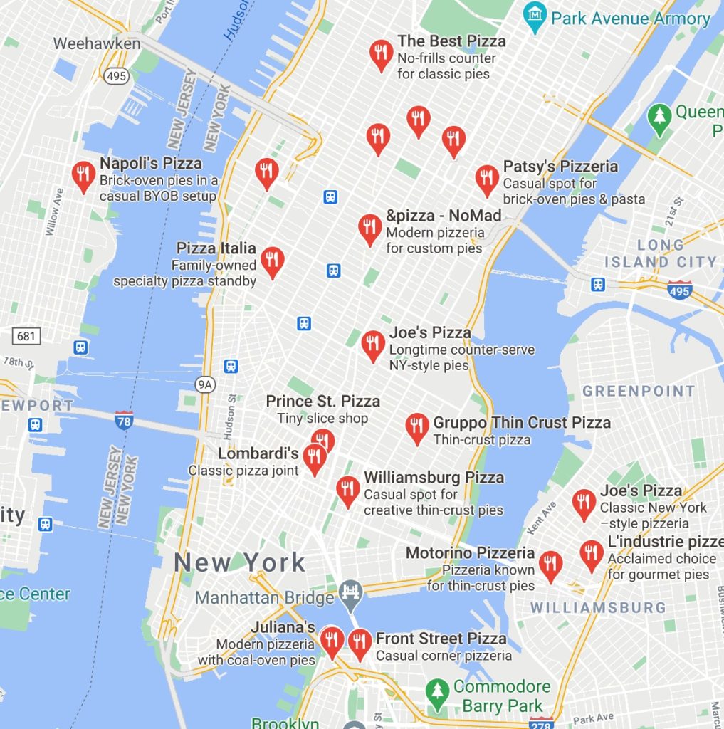 nyc pizza tour map