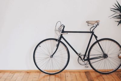 bicycle against a white wall