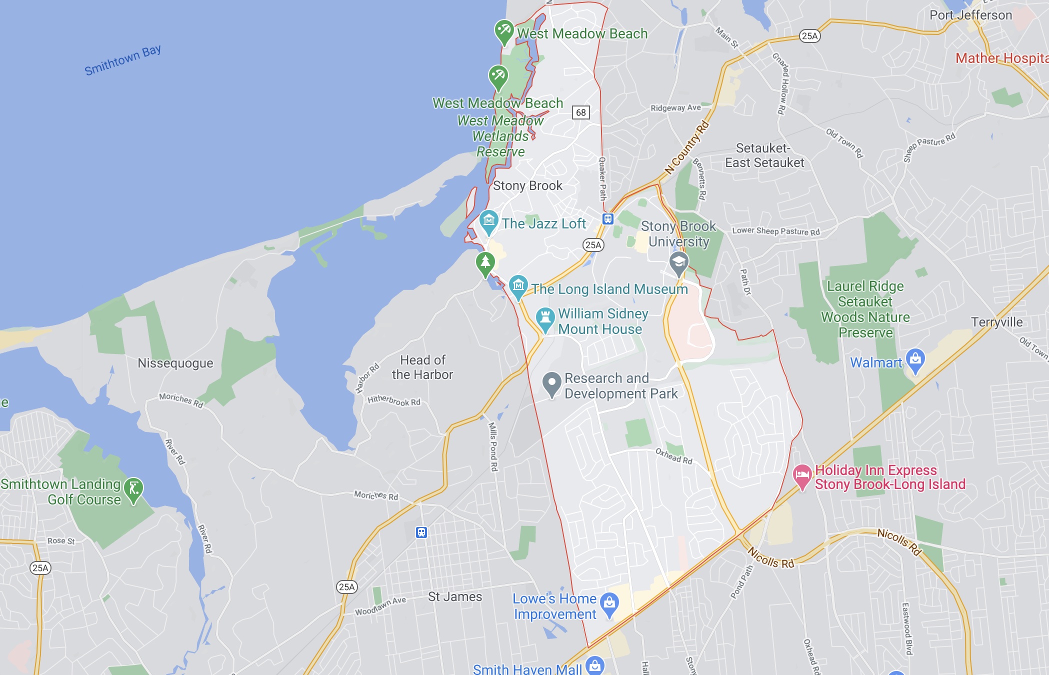 Stony Brook on a map