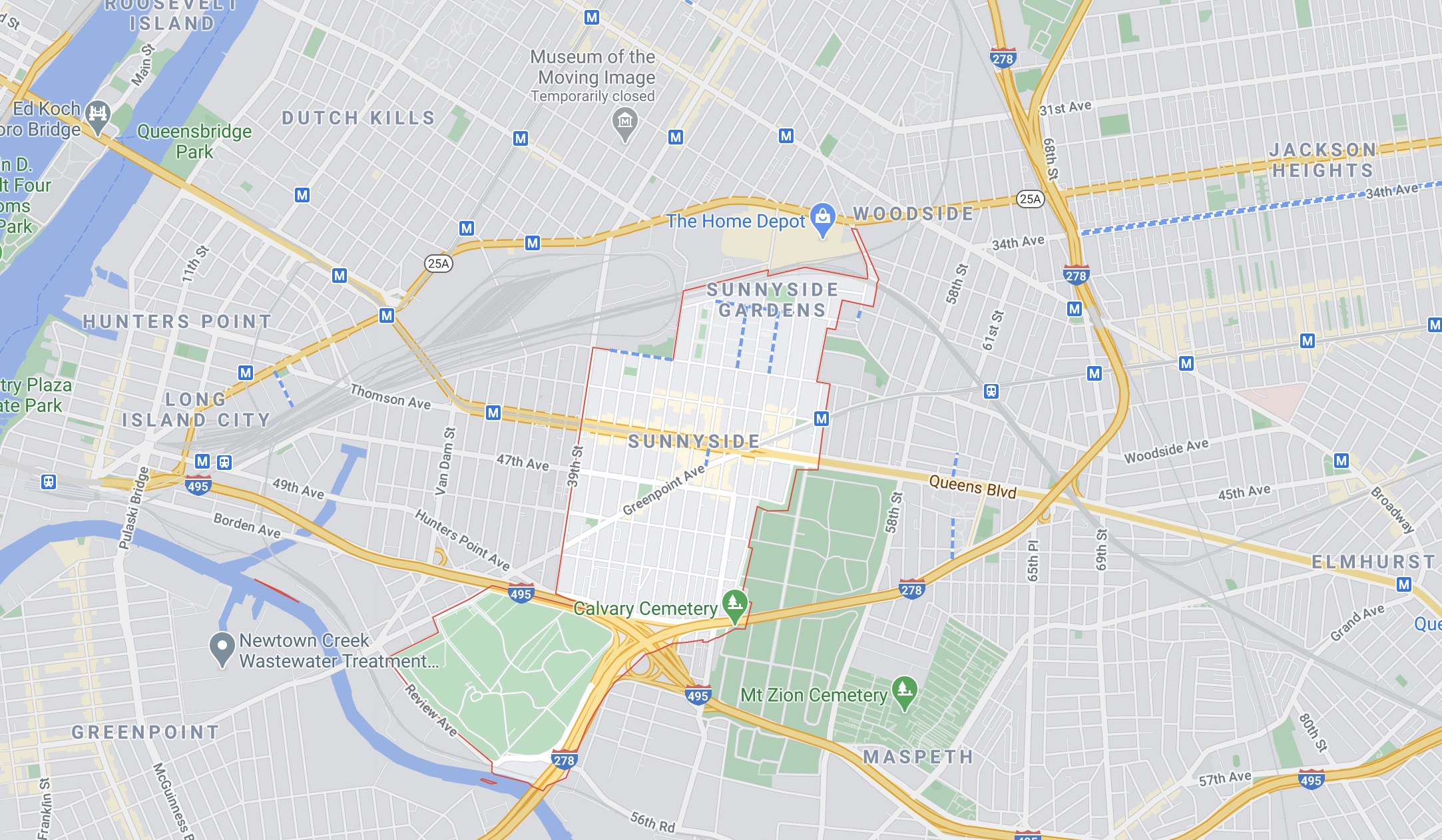 sunnyside queens map