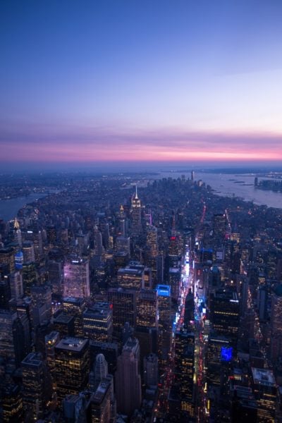 manhattan skyline at twilight