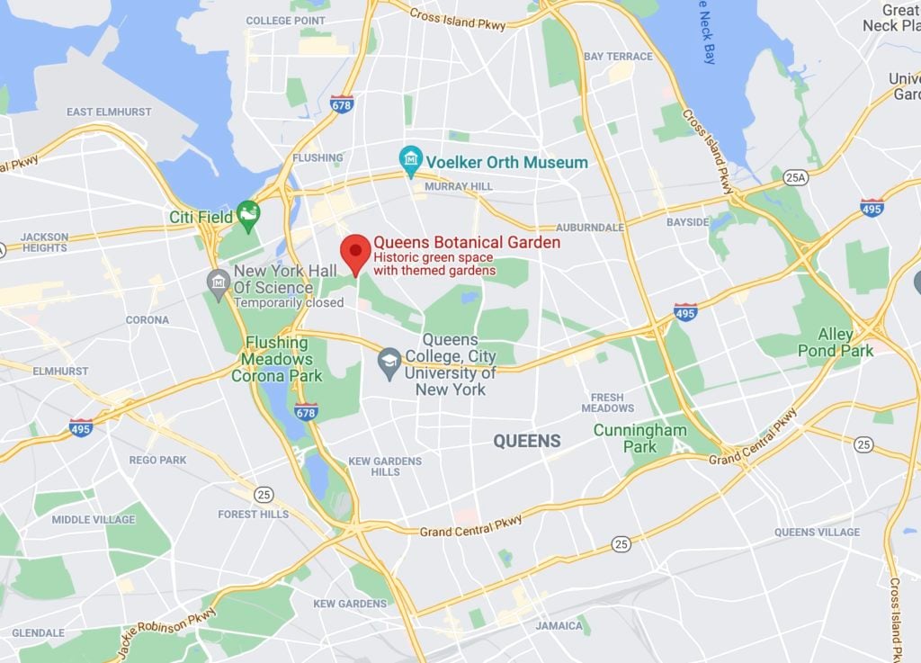 map image of queens botanical gardens