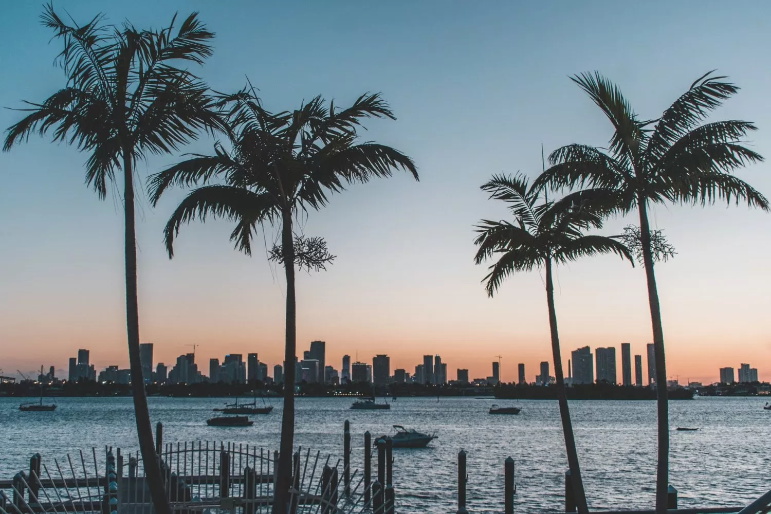 sunset over biscayne bay, taken from Miami Beach