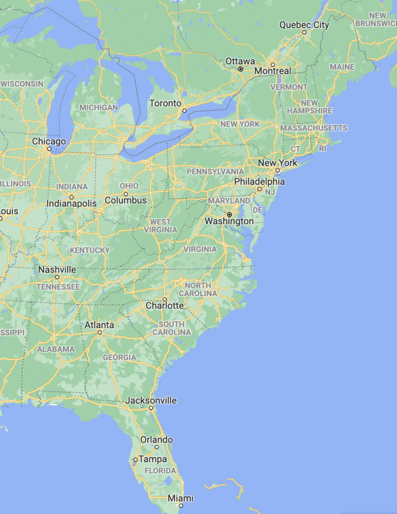 map of eastern United