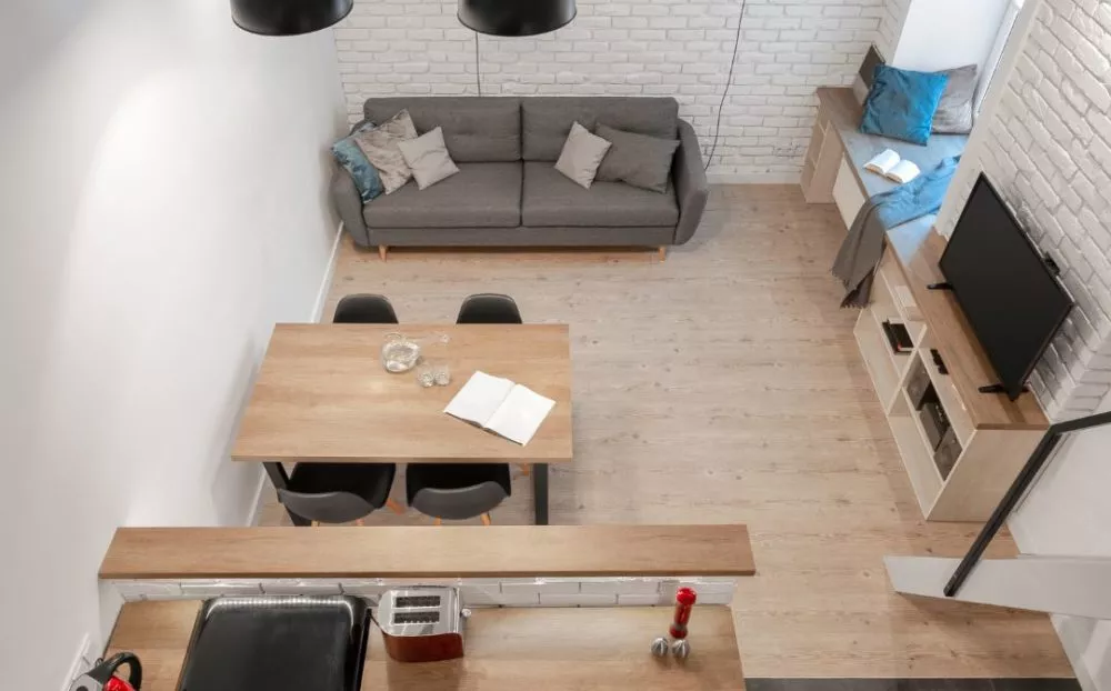 overhead perspective of a small apartment footprint in NYC