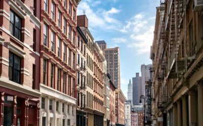 Picture of a Manhattan neighborhood on a sunny day