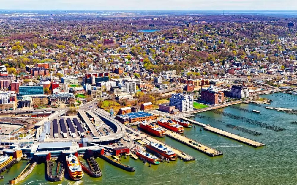 an areal view of Staten Island
