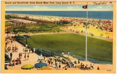 Jones beach and boardwalk vintage postcard
