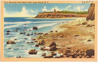 Montauk point state park Long Island vintage post card.